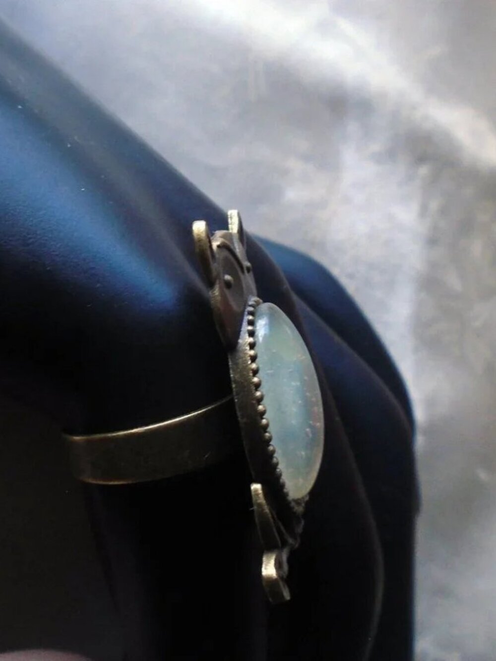 Owl Ring OOAK with Special One of a Kind Handmade Stone- Whimsigoth Goblincore - Picture 4 of 7